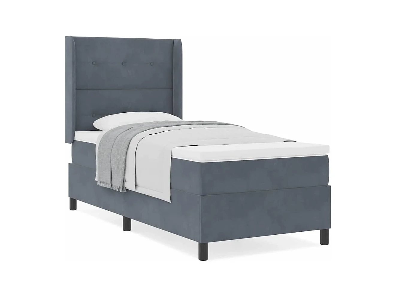 Cadre de lit avec tête de lit Gris foncé 100 x 200 cm Velours