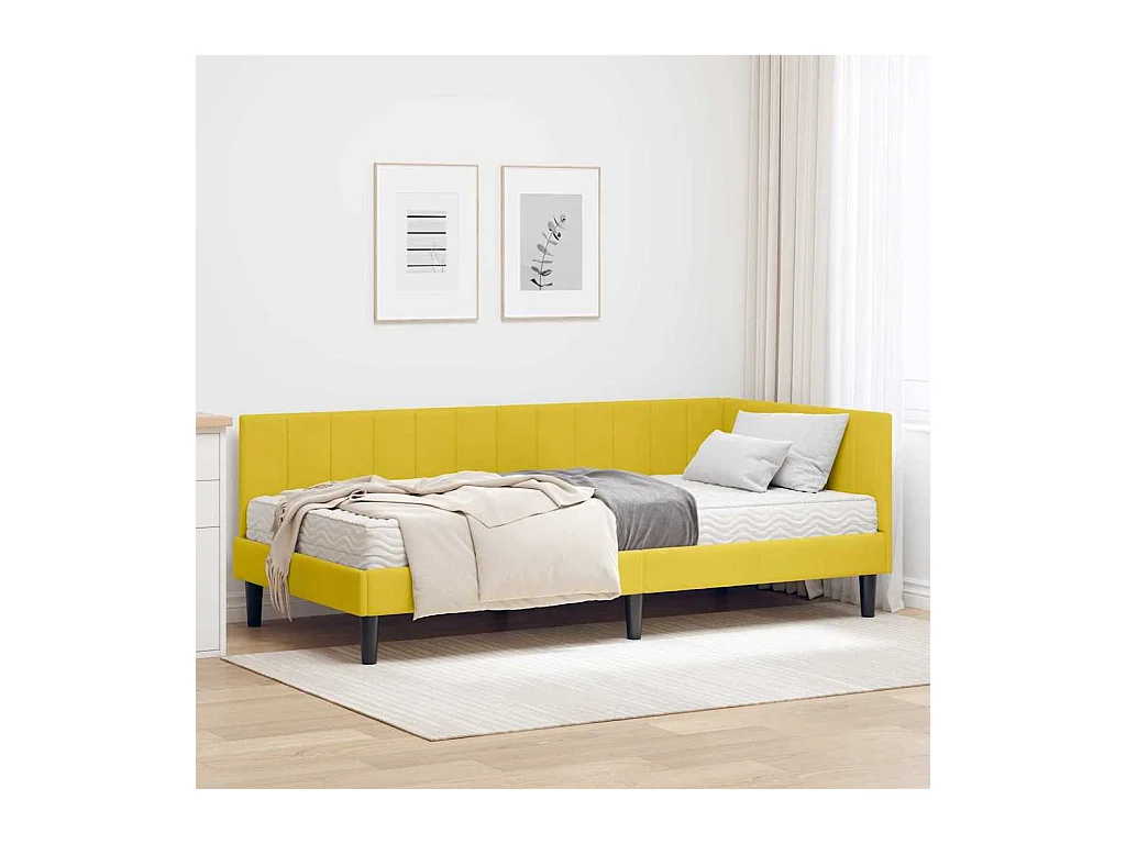 Estructura de cama en esquina Amarillo 90 x 190 cm Terciopelo