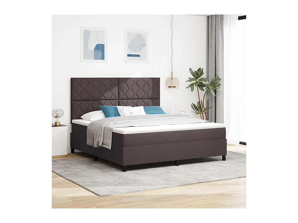 Boxspring bed met matras Donkerbruin 180 x 200 cm Stof