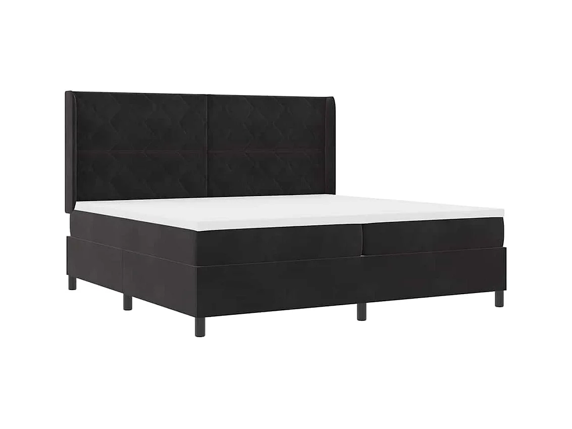 Cadre de lit avec Matelas LED Noir 200 x 200 cm Velours