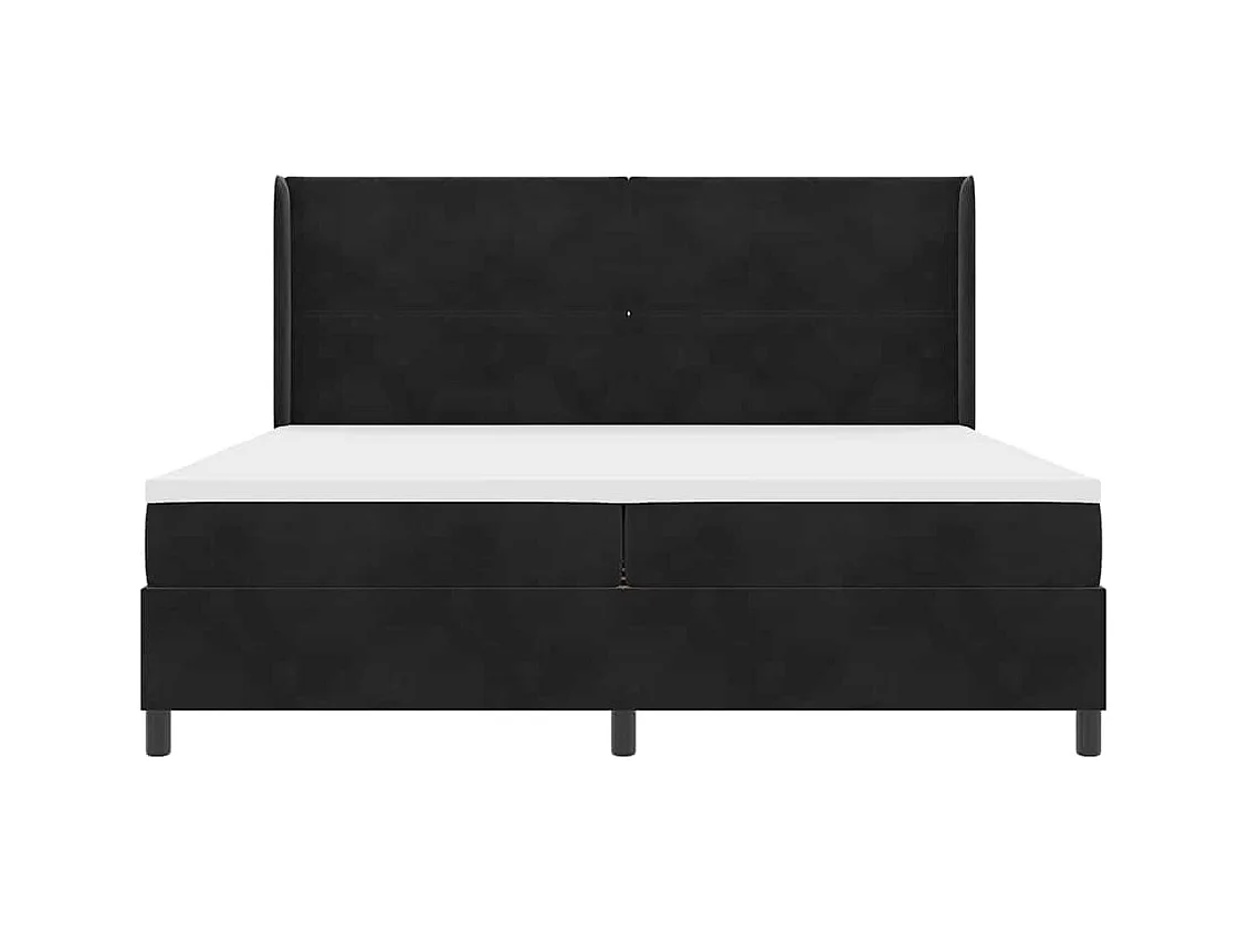 Cadre de lit avec Matelas LED Noir 200 x 200 cm Velours