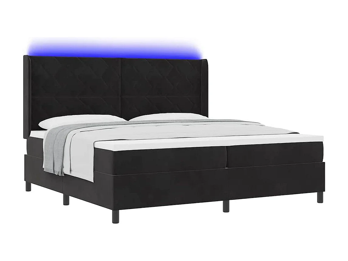 LED boxspring bed met matras Zwart 200 x 200 cm Fluweel