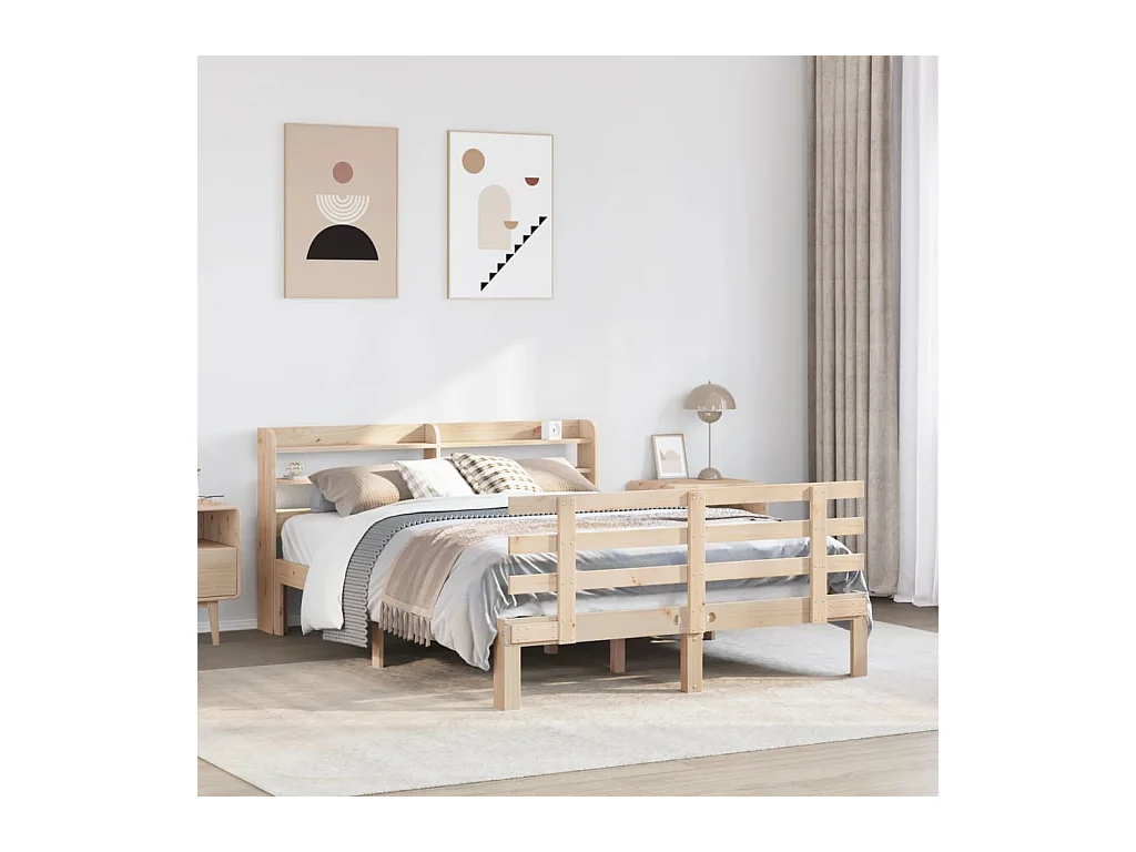 Cadre de lit et tête de lit sans matelas 135x190 cm