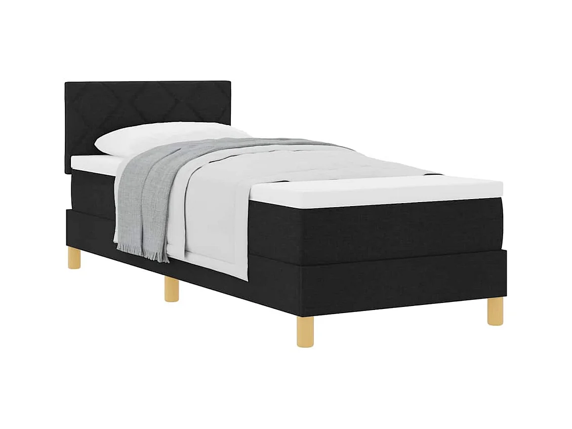 Cadre de lit avec matelas avec matelas Noir 80 x 200 cm tissu
