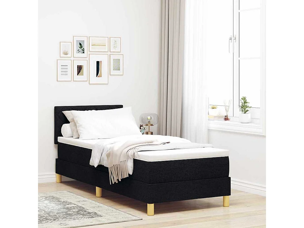 Cama box spring con colchón con colchón Negro 80 x 200 cm tela