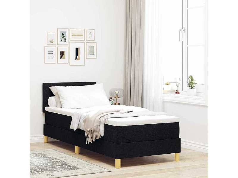 Cama box spring con colchón con colchón Negro 80 x 200 cm tela