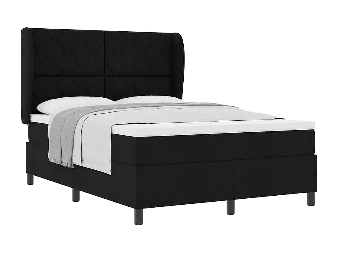 Cama Box com colchão com cabeceira Preto 140 x 200 cm tecido