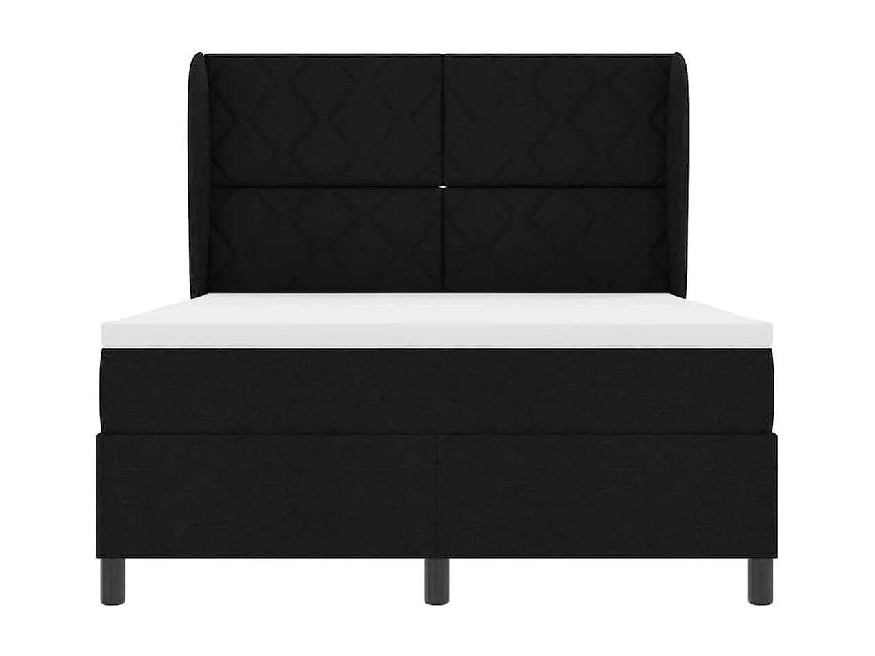 Cama Box com colchão com cabeceira Preto 140 x 200 cm tecido