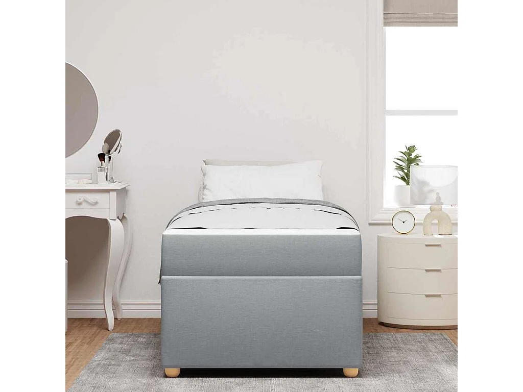 Estrutura da Cama com colchão Cinzento-claro 80 x 200 cm tecido