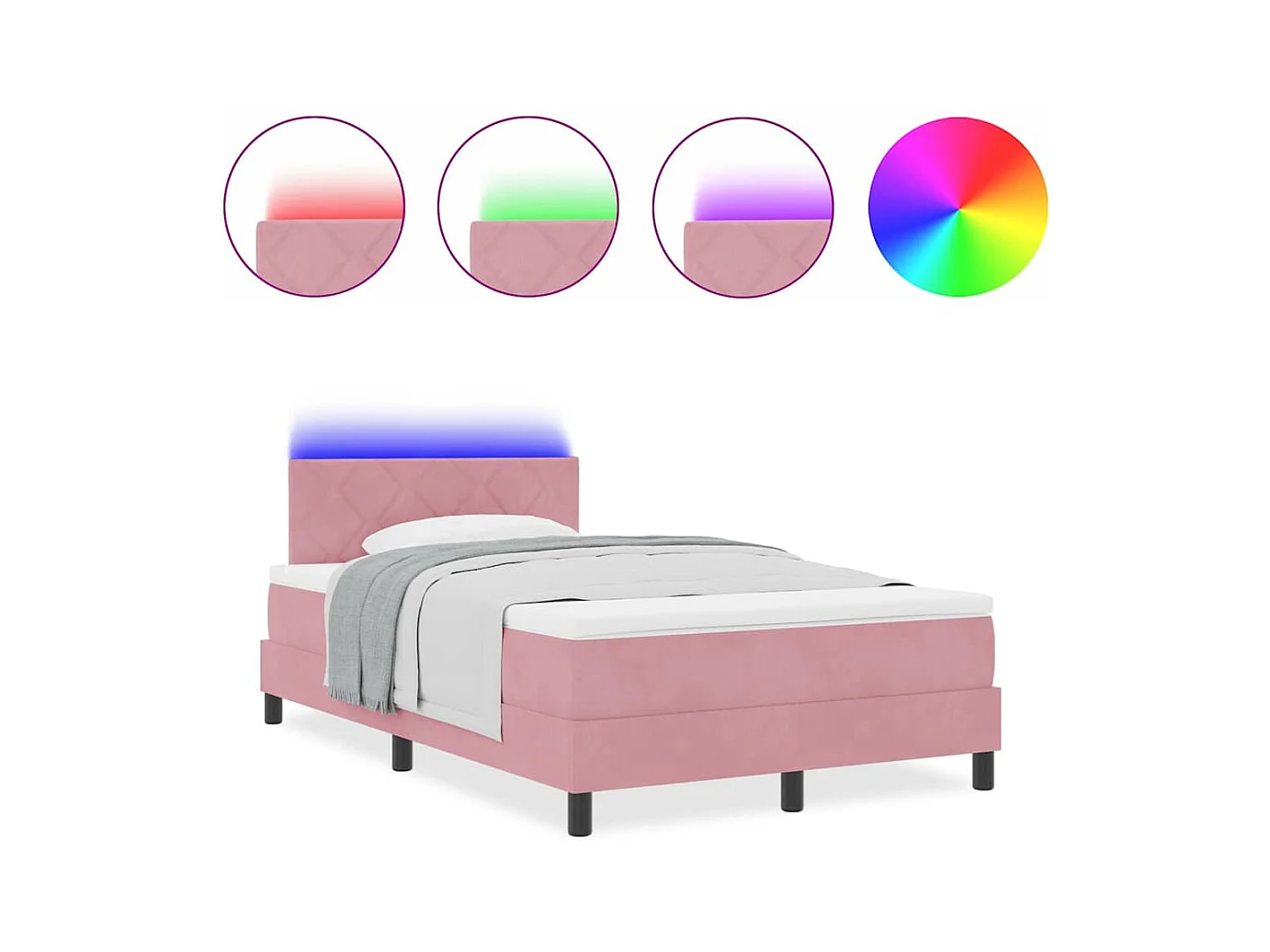 Cadre de lit avec matelas Rose 120 x 190 cm Velours