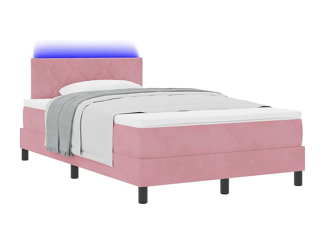 Cama tipo Box Spring con colchón Rosa 120 x 190 cm Terciopelo