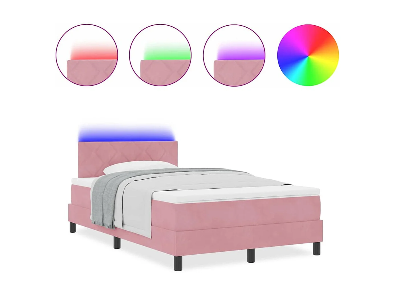 Cama tipo Box Spring con colchón Rosa 120 x 190 cm Terciopelo