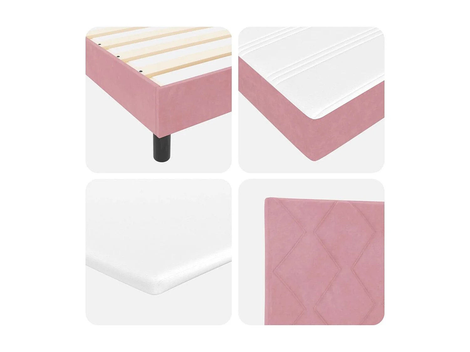 Cama tipo Box Spring con colchón Rosa 120 x 190 cm Terciopelo