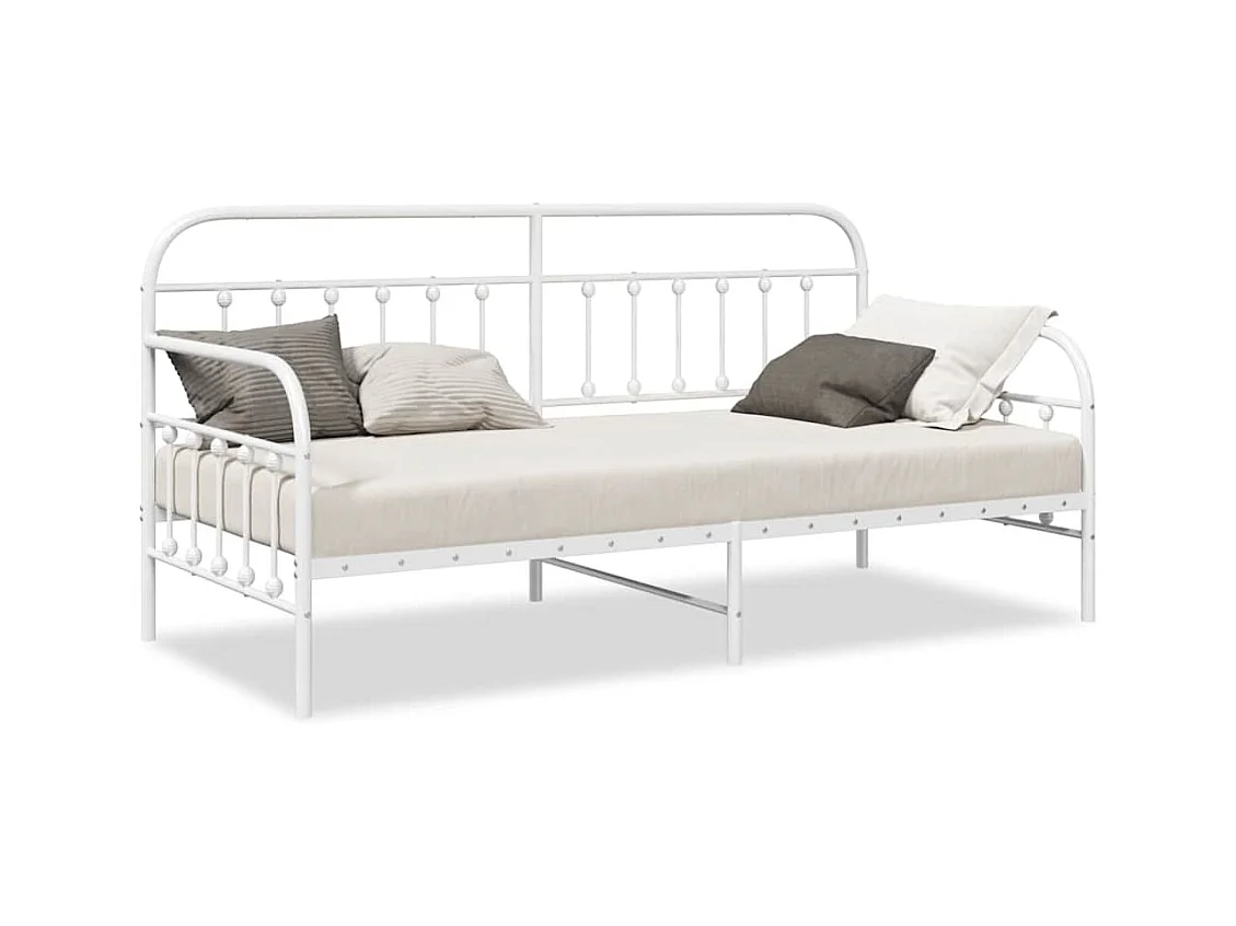 Cadre de lit de jour avec tête de lit Blanc 100 x 190 cm Acier