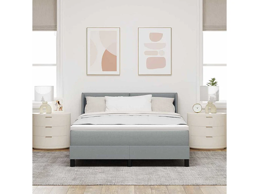 Cadre de lit avec matelas avec matelas Gris clair 140 x 190 cm