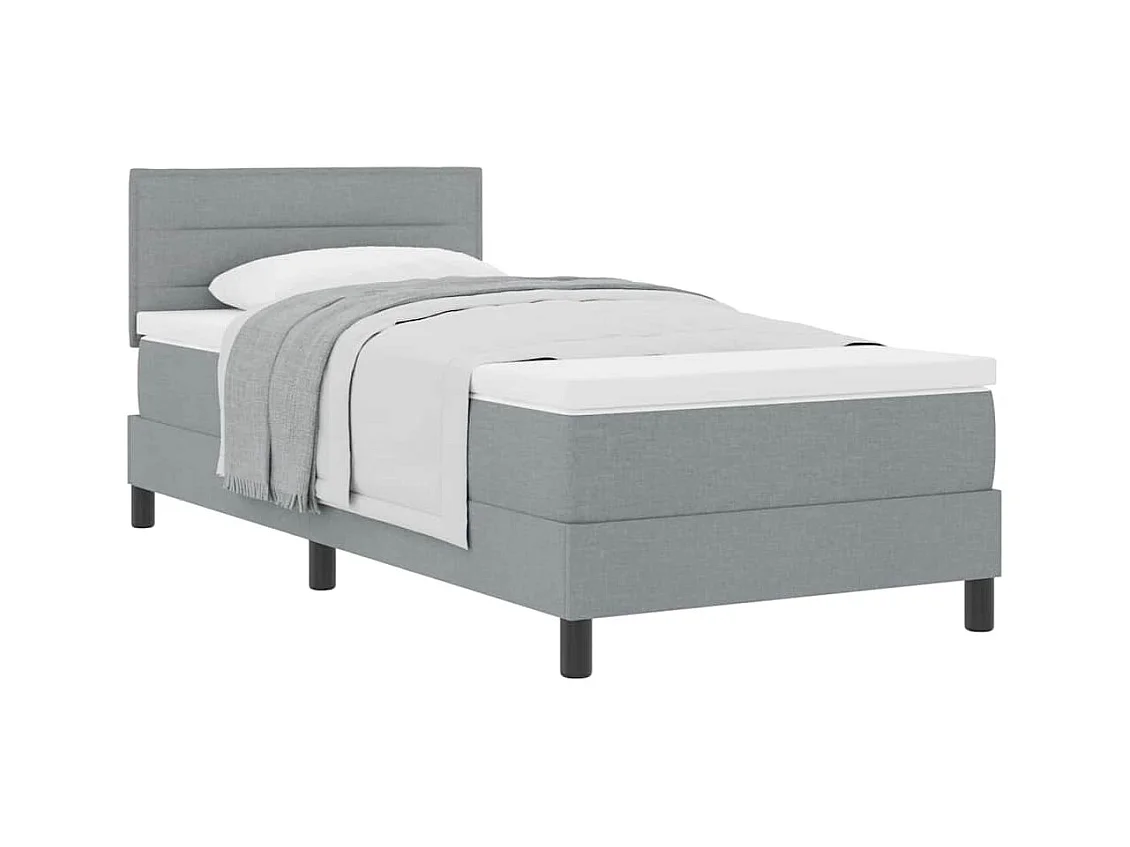 Cadre de lit avec matelas Gris clair 100 x 200 cm tissu