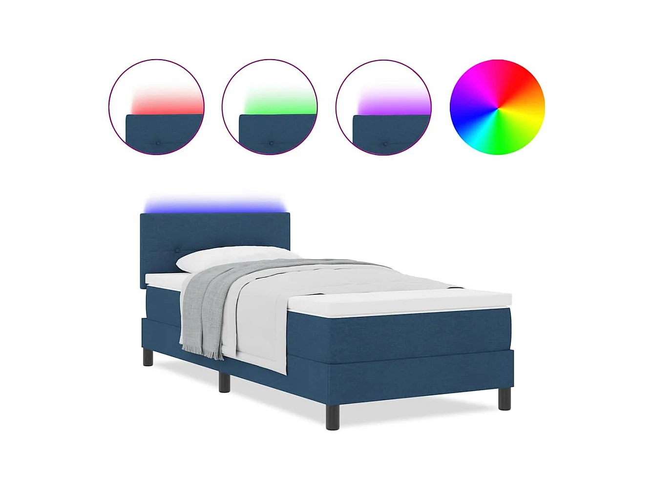 Boxspring bed met matras met hoofdeinde Blauw 100 x 200 cm Stof