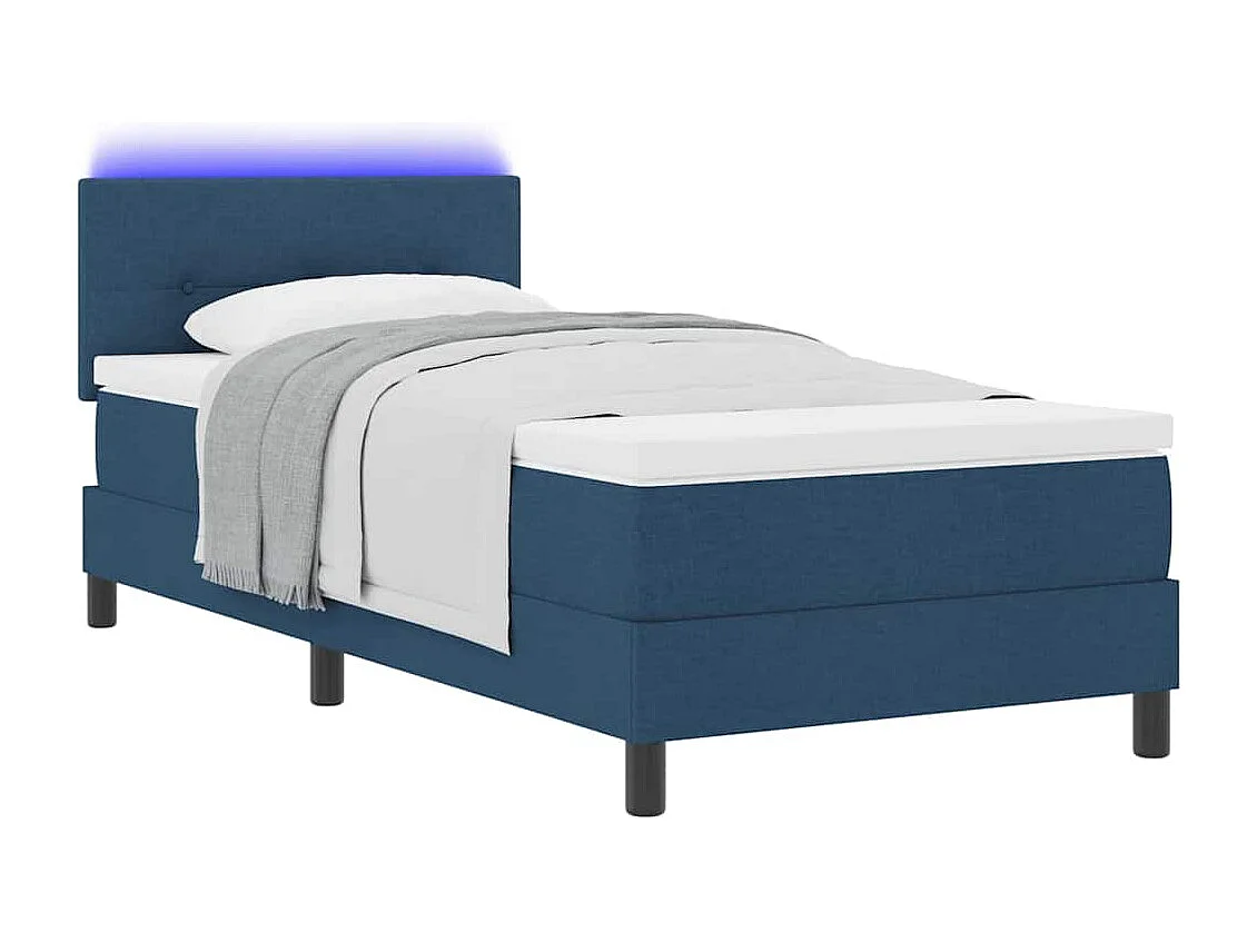 Cadre de lit avec matelas Bleu 100 x 200 cm tissu