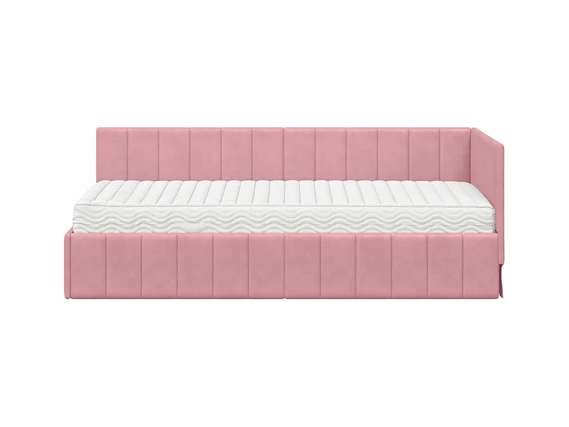 Estrutura de Cama de Canto com colchão Rosa 80 x 200 cm Veludo