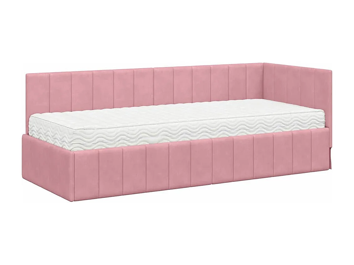 Estrutura de Cama de Canto com colchão Rosa 80 x 200 cm Veludo