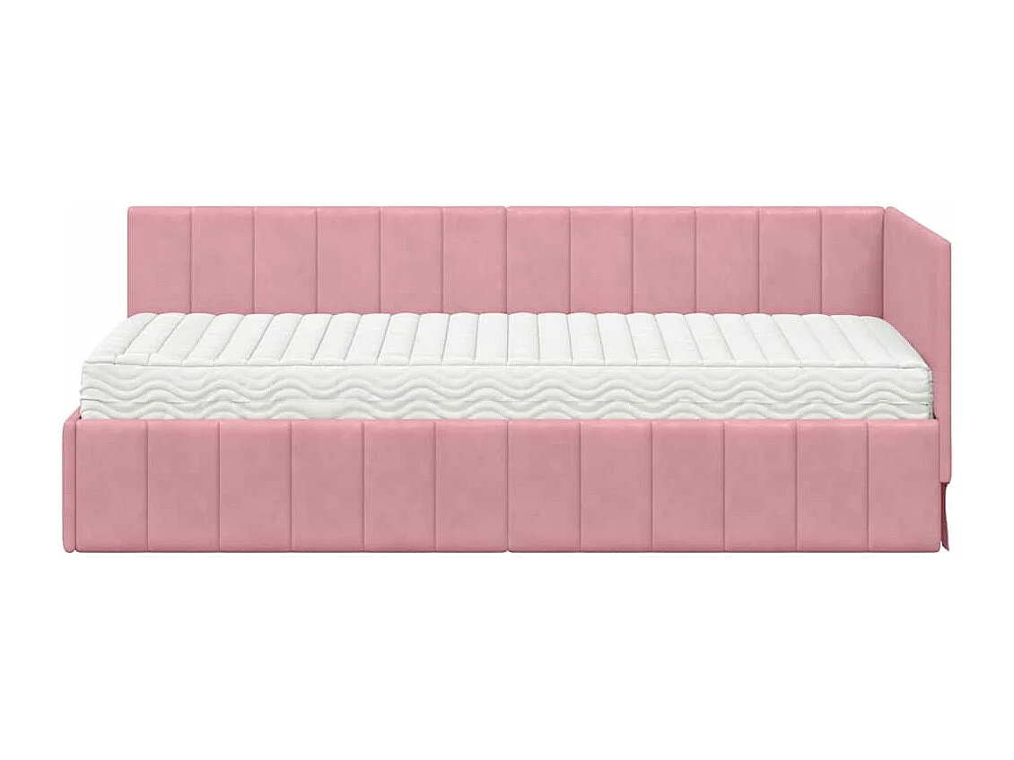 Estrutura de Cama de Canto com colchão Rosa 80 x 200 cm Veludo