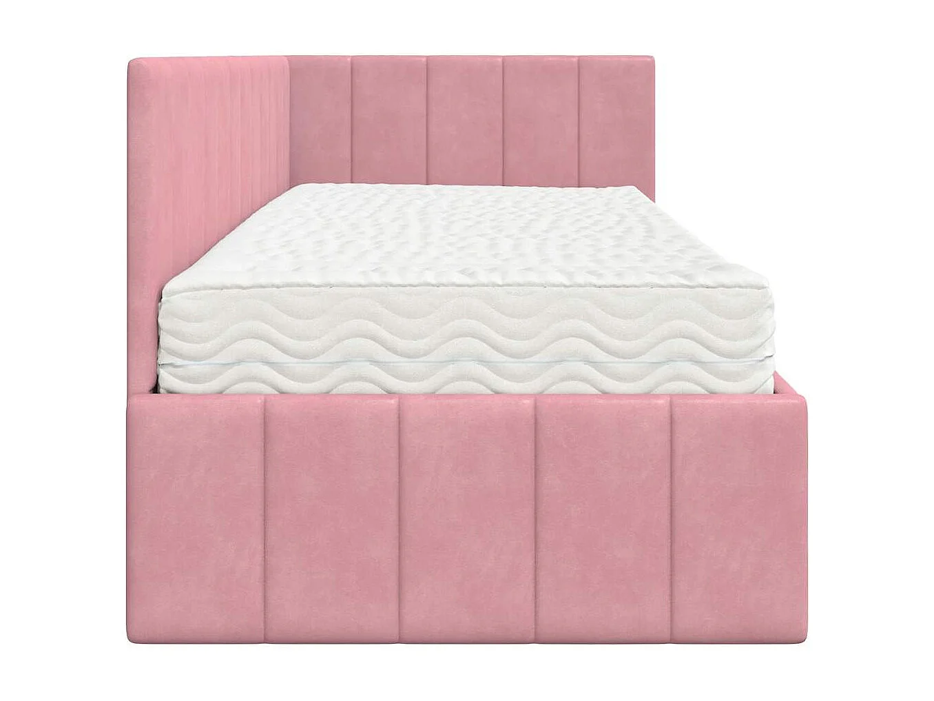 Estrutura de Cama de Canto com colchão Rosa 80 x 200 cm Veludo