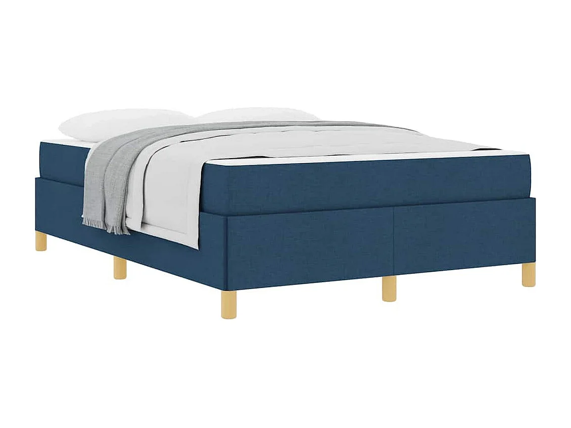 Cadre de lit avec matelas Bleu et Blanc 160 x 200 cm tissu