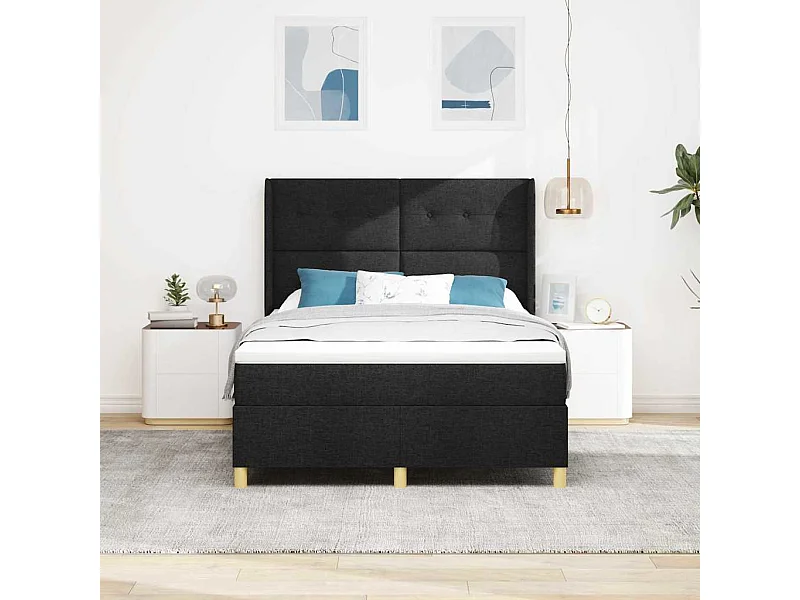 Boxspringbed met matras met hoofdeinde Zwart 160 x 200 cm Stof