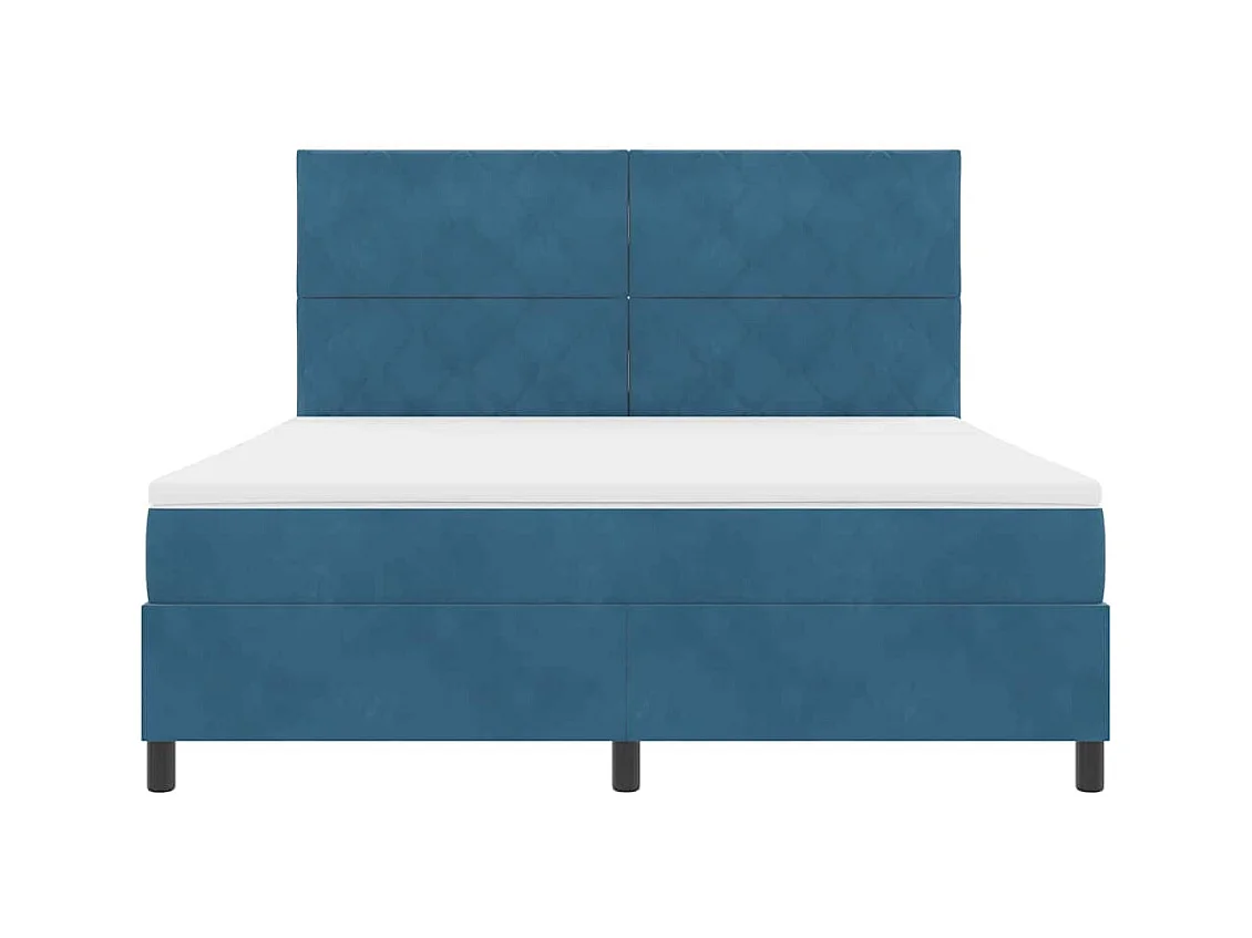 Cadre de lit avec matelas Bleu foncé 180 x 200 cm Velours