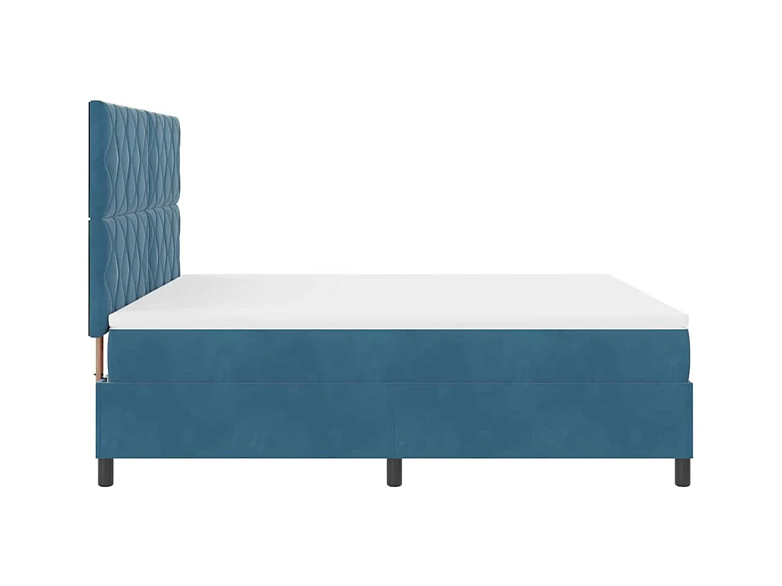 Cadre de lit avec matelas Bleu foncé 180 x 200 cm Velours