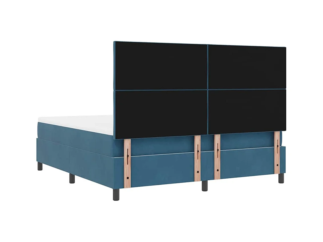 Cadre de lit avec matelas Bleu foncé 180 x 200 cm Velours