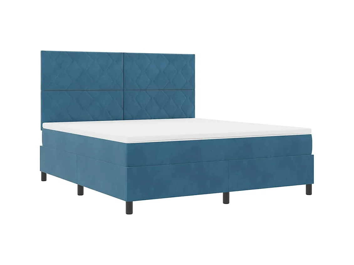 Cadre de lit avec matelas Bleu foncé 180 x 200 cm Velours