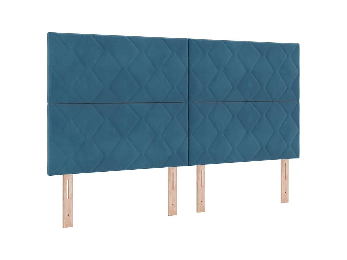 Cadre de lit avec matelas Bleu foncé 180 x 200 cm Velours