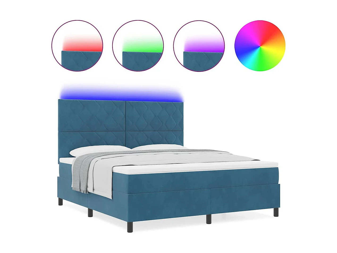 Cama tipo Box Spring Azul oscuro 180 x 200 cm Terciopelo