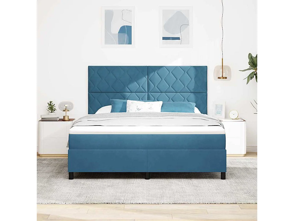 Cama tipo Box Spring Azul oscuro 180 x 200 cm Terciopelo