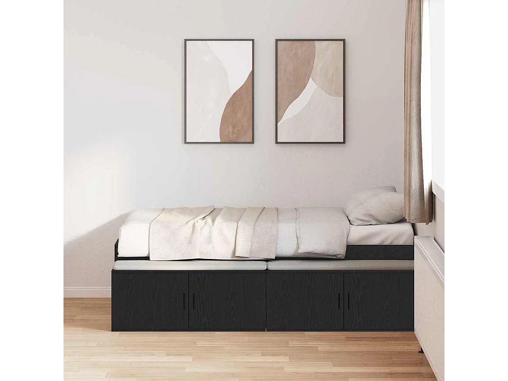 Cama con almacenamiento Roble negro 100 x 200 cm