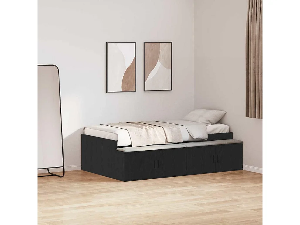 Cama con almacenamiento Roble negro 100 x 200 cm