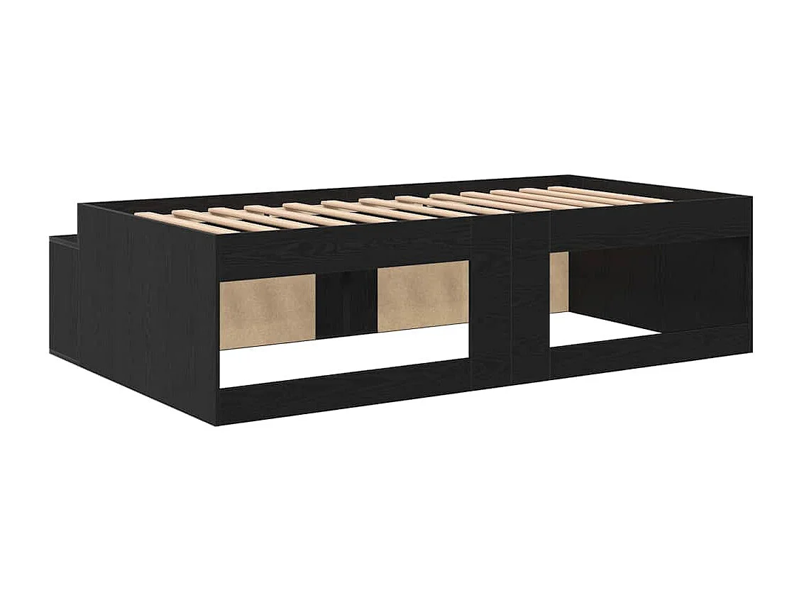 Cama con almacenamiento Roble negro 100 x 200 cm