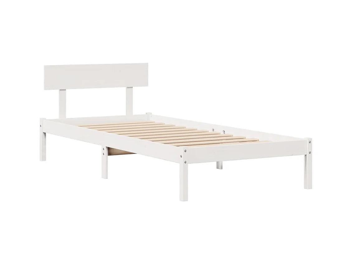 Cama con estantería sin colchón madera maciza blanco 90x200 cm