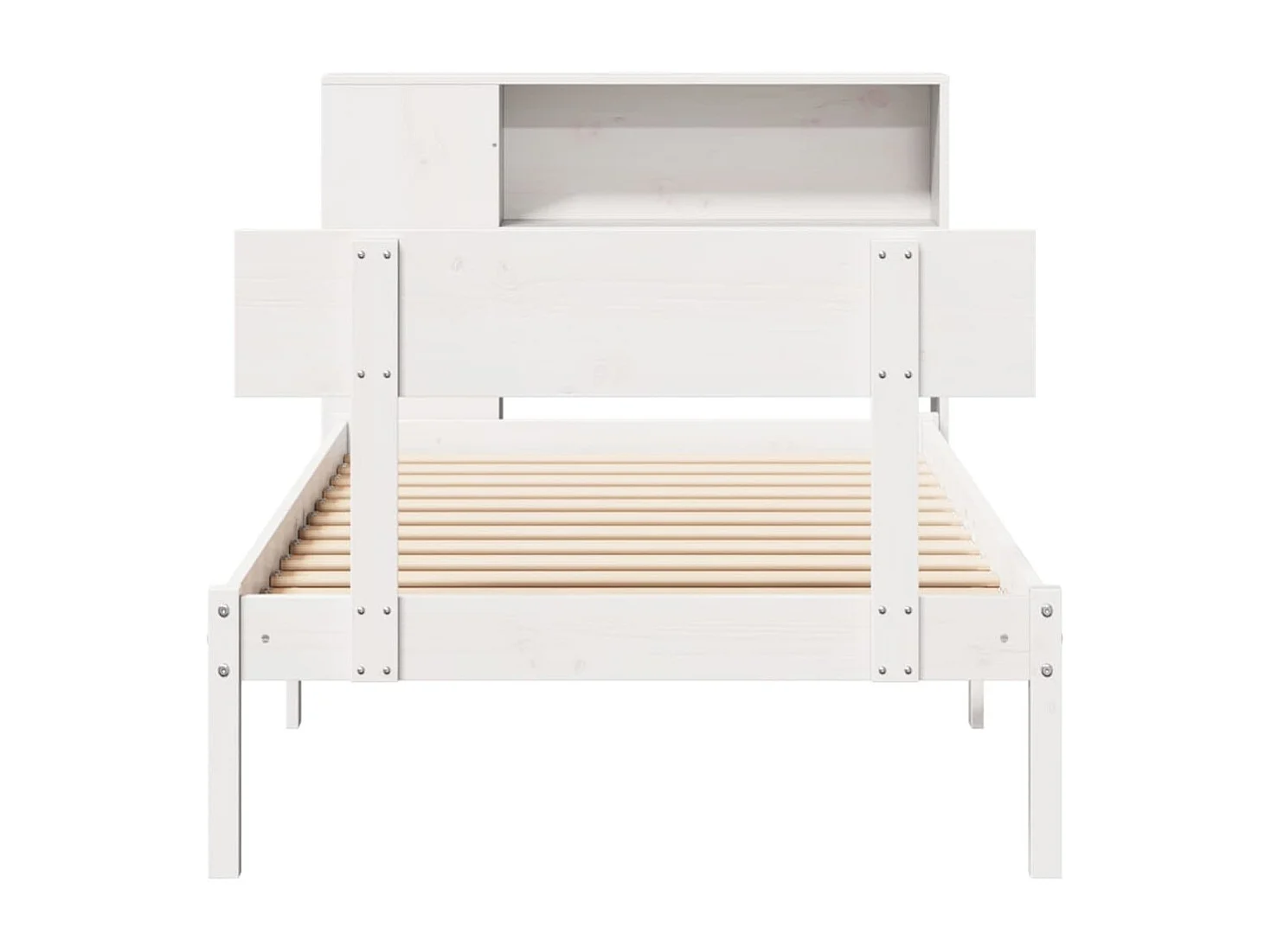Lit bibliothèque sans matelas blanc 90x200cm bois de pin massif
