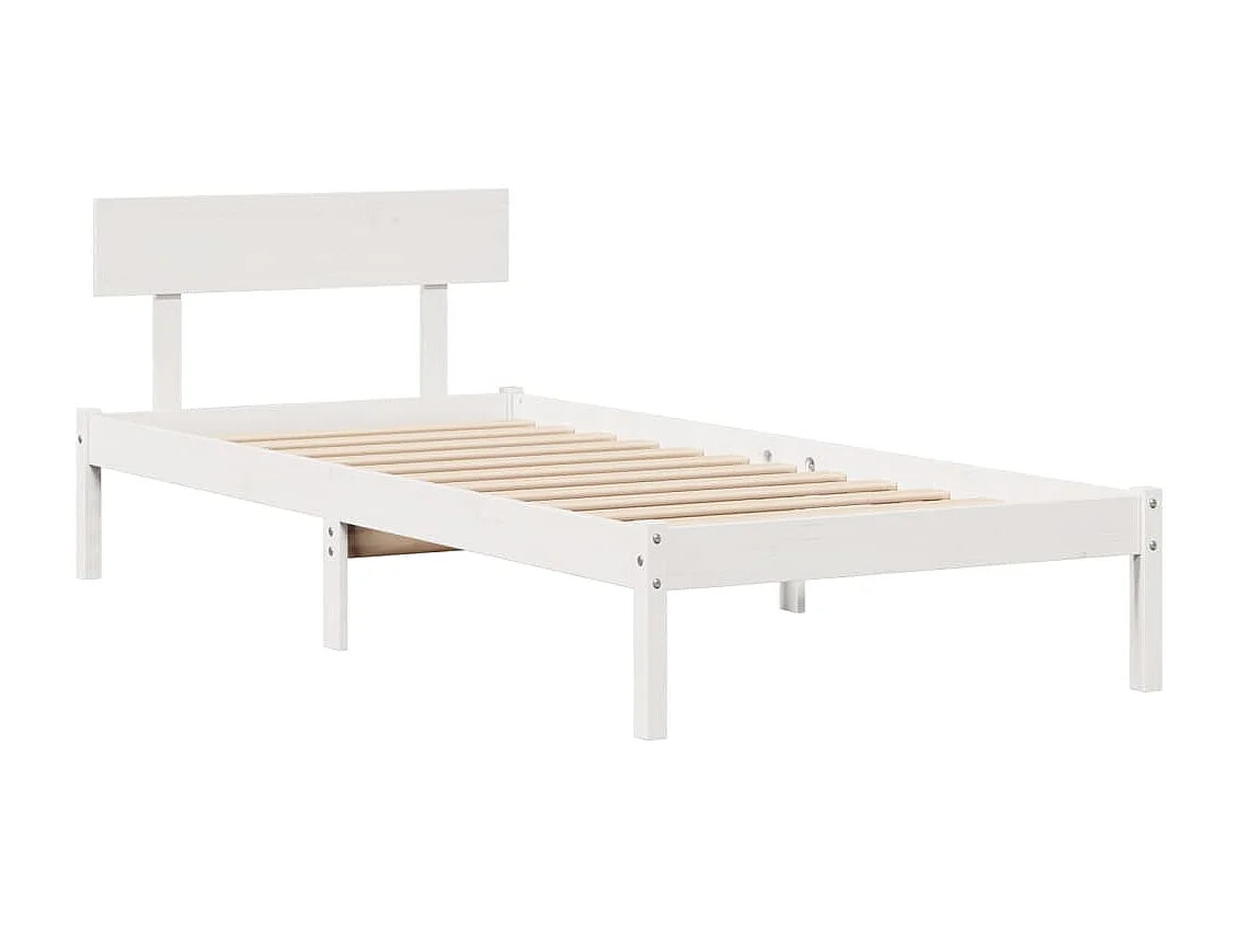 Lit bibliothèque sans matelas blanc 90x200cm bois de pin massif