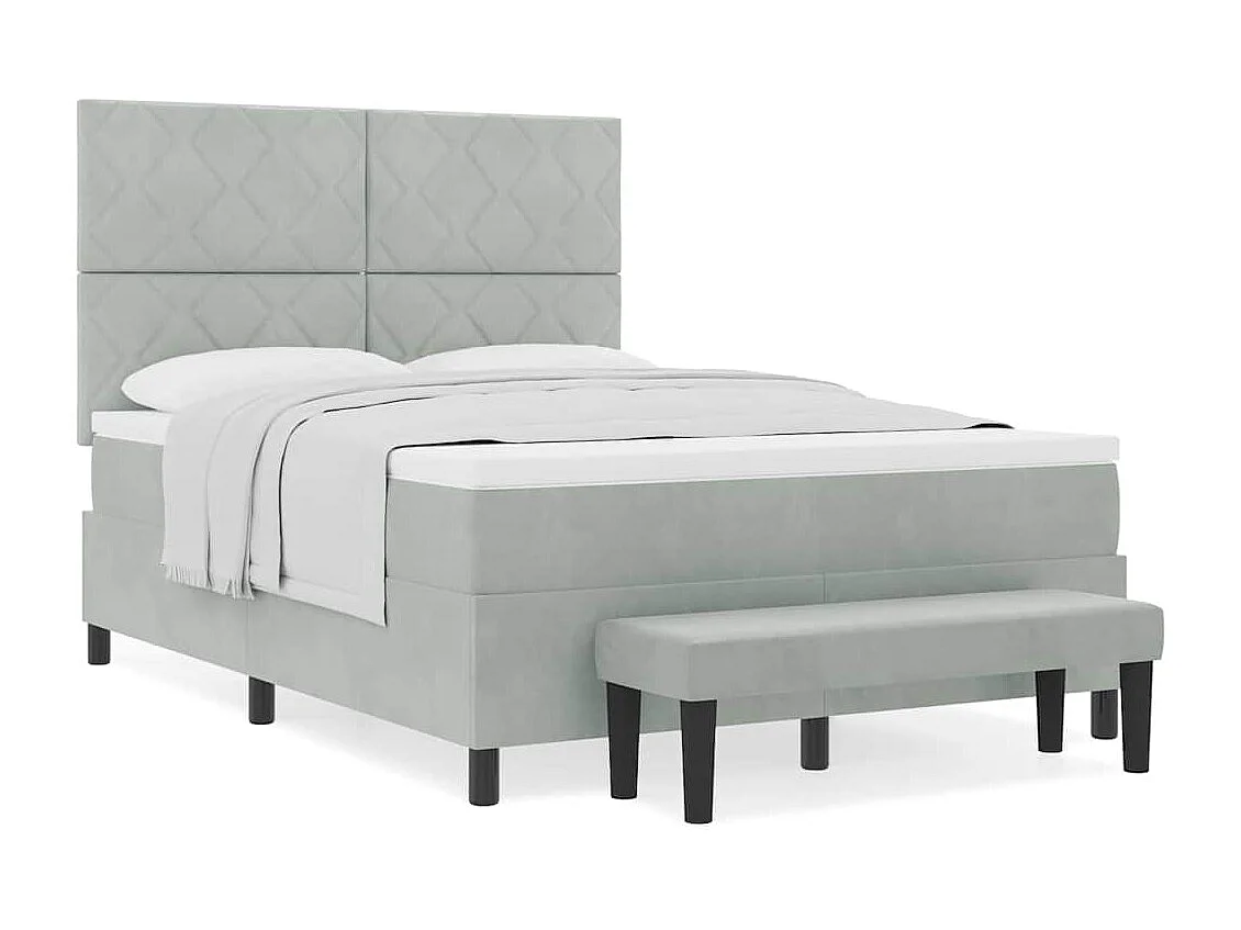 Cama tipo Box Spring Gris claro 140 x 200 cm Terciopelo