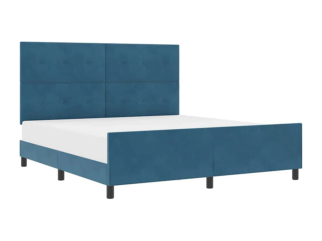 Cadre de lit avec tête de lit Bleu foncé 180 x 200 cm Velours