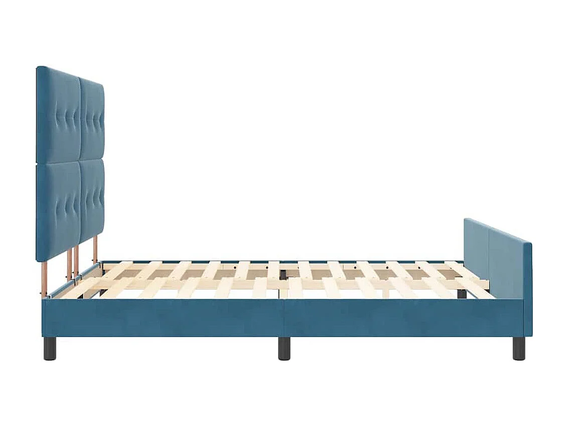 Cadre de lit avec tête de lit Bleu foncé 180 x 200 cm Velours