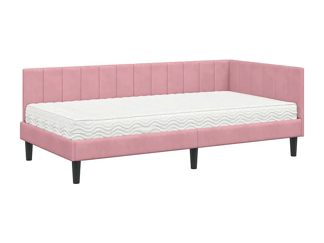Estructura de cama en esquina Rosa 90 x 200 cm Terciopelo