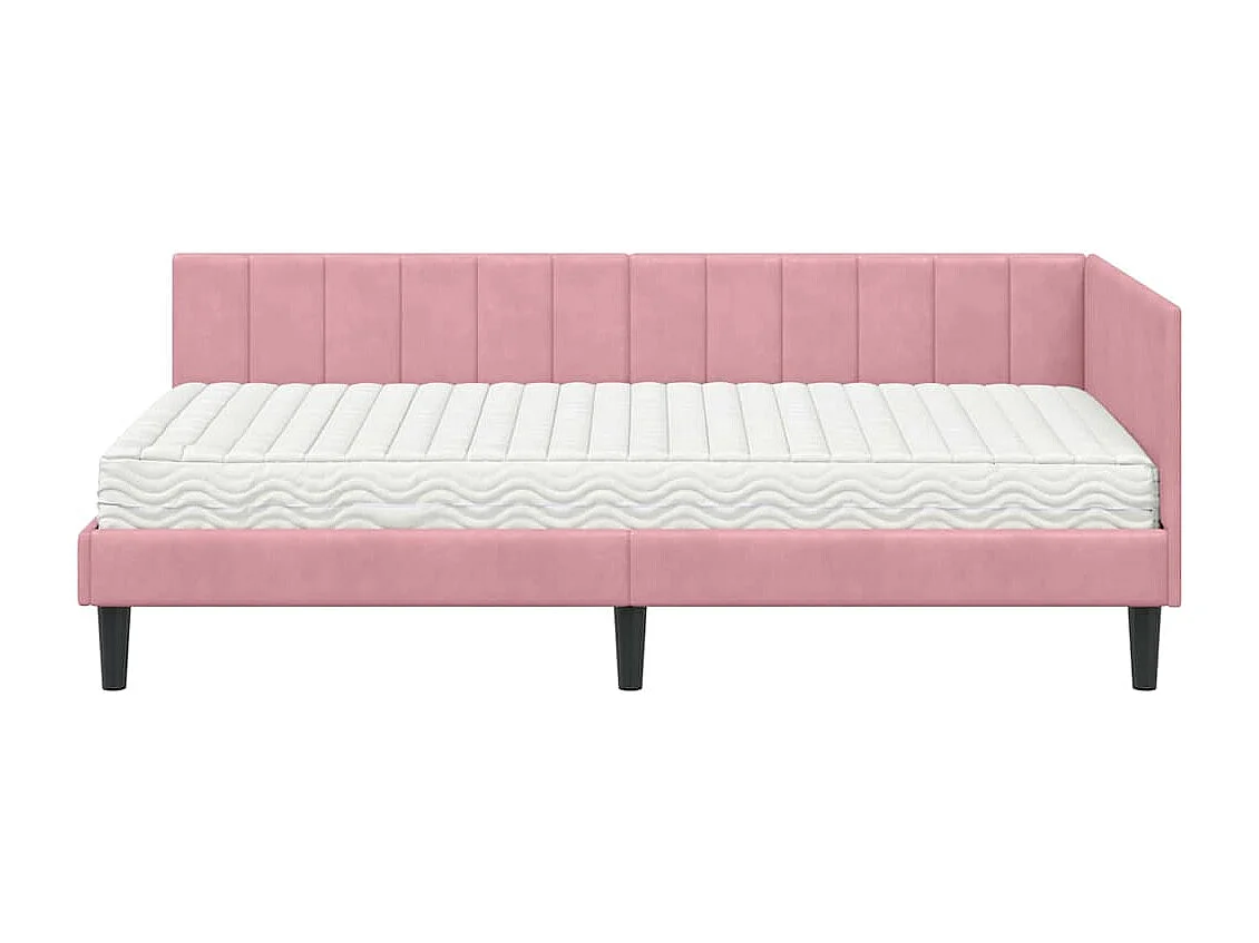 Estructura de cama en esquina Rosa 90 x 200 cm Terciopelo
