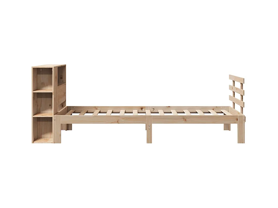 Lit bibliothèque sans matelas 90x190 cm bois de pin massif
