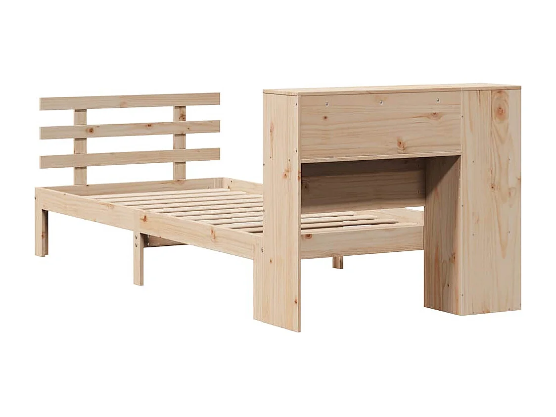 Lit bibliothèque sans matelas 90x190 cm bois de pin massif