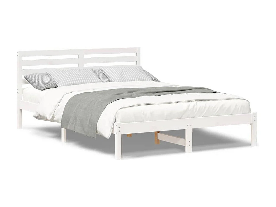 Cadre de lit Blanc 140 x 210 cm Bois massif en pin
