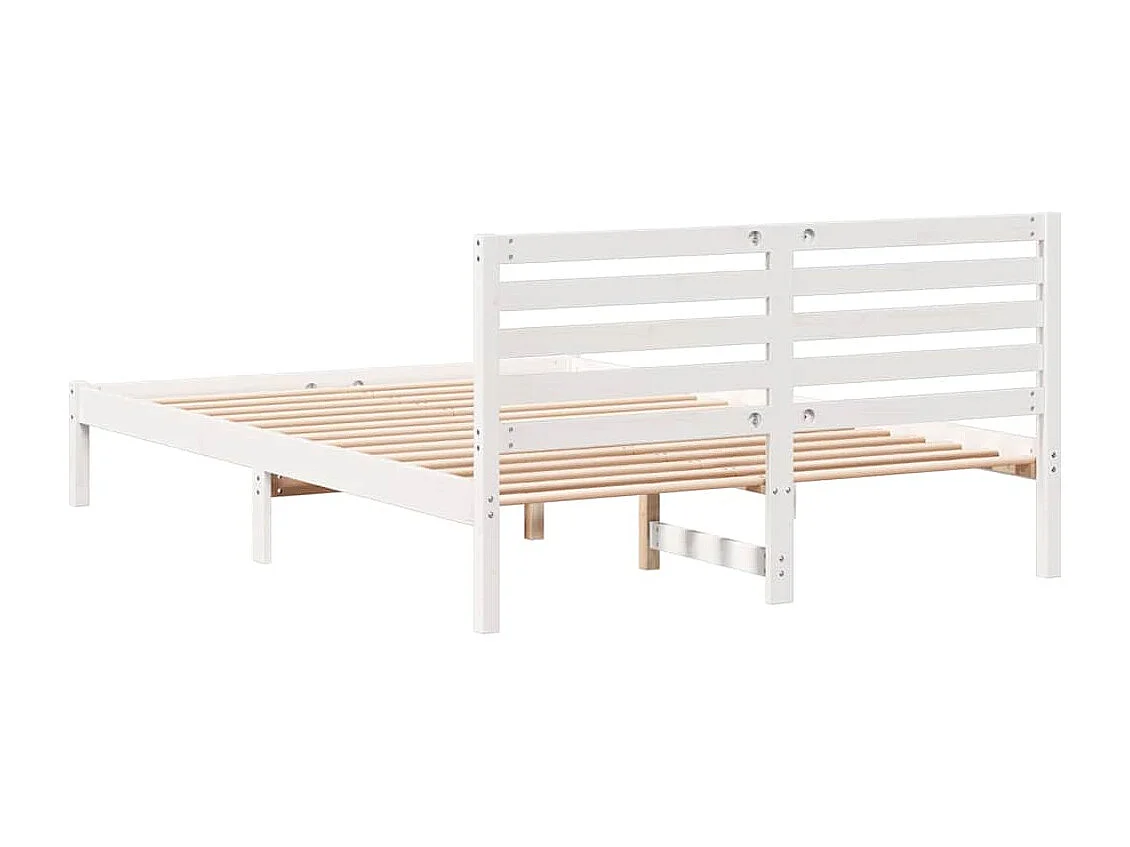 Cadre de lit Blanc 140 x 210 cm Bois massif en pin